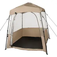 Costway Tenda sportiva pop up con borsa da trasporto, Tenda a bolla portatile in PVC trasparente per pesca e campeggio 183 cm Marrone