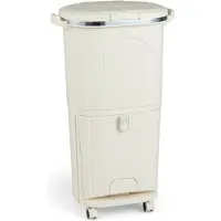 Costway Pattumiera cucina 38l coperchi bidone differenziata 2 secchi rimovibili, Pattumiera contenitore per rifiuti soggiorno Beige