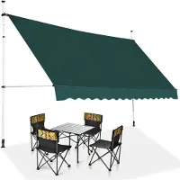 Costway Tenda da sole telescopica e retrattile, Tenda parasole resistente ai raggi UV impermeabile 395 x 120 cm Verde