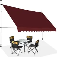 Costway Tenda da sole telescopica e retrattile, Tenda parasole resistente ai raggi UV impermeabile 395 x 120 cm Rosso
