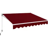 Costway Tenda parasole in alluminio con manovella e poliestere impermeabile, Tenda da sole retrattile 295x250cm Rosso Bordeaux