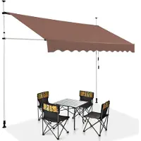 Costway Tenda da sole telescopica e retrattile, Tenda parasole resistente ai raggi UV impermeabile 300 x 120 cm Marrone