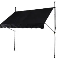 Costway Tenda da sole regolabile per esterni senza foratura con manovella, Tenda da sole e giardino 250 x 210-300 cm Nero