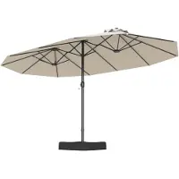 Costway Ombrellone da patio per esterni per sole per giardino, Ombrellone da mercato grande 470 cm con base Beige