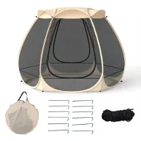 Costway Tenda a rete pop up per 4-6 persone con zanzariera su tutti i lati, Tettoia ombreggiante per giardino Sabbia