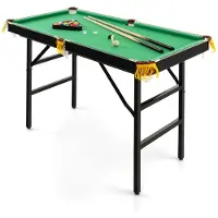 Costway Tavolo da biliardo pieghevole da 122 cm con set di accessori bambini e adulti, Tavolo da gioco portatile con 2 stecche Verde