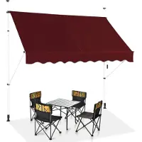 Costway Tenda da sole telescopica e retrattile, Tenda parasole resistente ai raggi UV impermeabile con manovella 2 Dimensioni Rosso