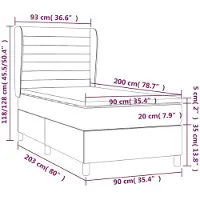 vidaXL Letto a molle con materasso grigio scuro 90x200 cm in tessuto