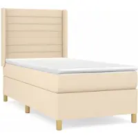 vidaXL Letto a molle con materasso crema 90x190 cm in tessuto