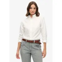 Superdry per donna. W4010565A Camicia Oxford bianca slim fit (XL), Bianco, Casual, Cotone, Manica lunga