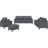 vidaXL Set di divani 4 pezzi con cuscini in velluto grigio scuro