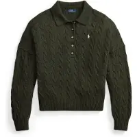 Ralph Lauren per donna. 211B17767002 Maglia tipo polo in lana e cashmere verde (L), Casual, Manica lunga