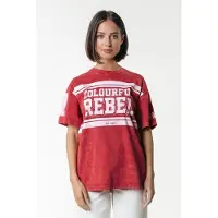Colourful Rebel Logo Block Acid Wash Loosefit Tee Racing Red Taglia: S | Maglie Sportivi Outlet | Donna | Rosso