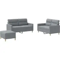 vidaXL Set divano 3 pezzi con cuscini in tessuto grigio chiaro
