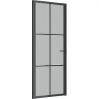 vidaXL Porta interna 83x201,5 cm in vetro satinato nero e alluminio