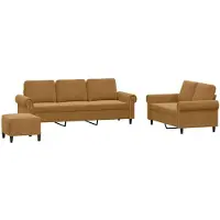 vidaXL Set divano 3 pezzi con cuscini in velluto marrone