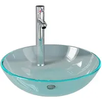 vidaXL Lavabo con rubinetteria e gruppo di scarico in vetro temperato