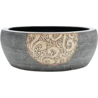 vidaXL Lavabo da appoggio nero e marrone rotondo Ø41x14 cm in Vetroceramica