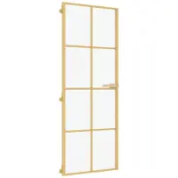 vidaXL Porta interna Slim Golden 76x201,5 cm in vetro temperato e alluminio