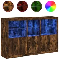 vidaXL Credenza con luci LED rovere fumé 162x37x100 cm