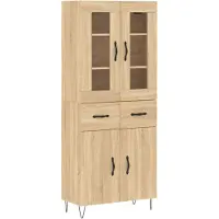 vidaXL Credenza Sonoma-quercia 69,5x34x180 cm Materiale a base di legno