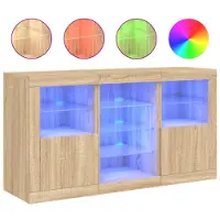 vidaXL Credenza con luci LED Rovere Sonoma 123x37x67 cm