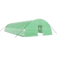 vidaXL Serra con struttura in acciaio, verde, 96 m², 16x6x2,85 m
