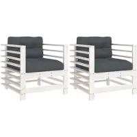 vidaXL Sedie da giardino con cuscino 2 pz. Legno di pino massiccio bianco