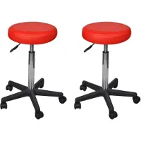vidaXL Sgabelli da ufficio, 2 pezzi, rosso, 35,5 x 84 cm, Pelle finta