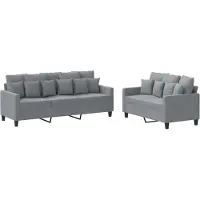 vidaXL Set divano 2 pezzi con cuscini in tessuto grigio chiaro