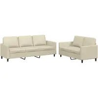 vidaXL Set divano 2 pezzi con cuscini in Pelle finta crema