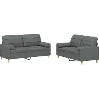 vidaXL Set divano 2 pezzi con cuscini in tessuto grigio scuro
