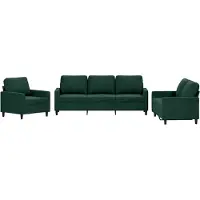vidaXL Set divano 3 pezzi con cuscini in velluto verde scuro