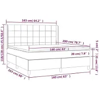 vidaXL Letto a molle con materasso blu scuro 160x200 cm in velluto