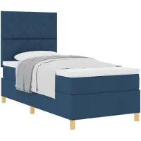 vidaXL Letto a molle con testiera blu 90 x 200 cm in tessuto