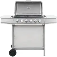 vidaXL Barbecue a gas a 6 fiamme in acciaio inox argento