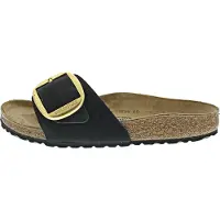 Birkenstock per donna. 1023373 Sandali in pelle Madrid Big Buckle (Vestibilità Stretta) nero (38), Basso, Nessuno, Casual