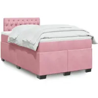 vidaXL Letto a molle con materasso rosa 120x200 cm in velluto
