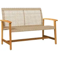 vidaXL Panchina da giardino beige 112 cm in poly rattan e legno di acacia