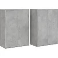 vidaXL Credenze 2 pz. Grigio cemento 60x31x84 cm materiale a base di legno