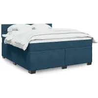 vidaXL Letto a molle con materasso blu 180x200 cm in velluto