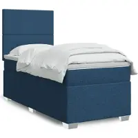 vidaXL Letto a molle con materasso blu 90x190 cm in tessuto