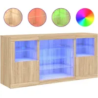 vidaXL Credenza con luci LED Rovere Sonoma 142,5x37x67 cm