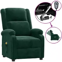 vidaXL Sedia da massaggio elettrica in velluto verde scuro