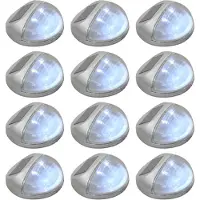 vidaXL Luci solari da parete per esterni LED 12 pz. Argento rotondo