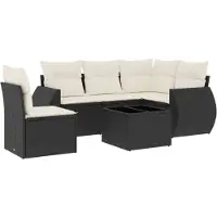 vidaXL Set di divani da giardino a 6 pezzi con cuscini in rattan nero