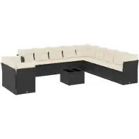 vidaXL Set di divani da giardino da 12 pezzi con cuscini in polirattan nero