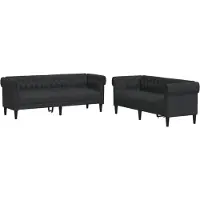 vidaXL set divano 2 pezzi tessuto nero