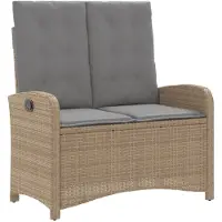 vidaXL Panchina da giardino regolabile con cuscino Beige Poly Rattan