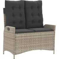 vidaXL Panca da giardino regolabile con cuscino Poli rattan grigio chiaro